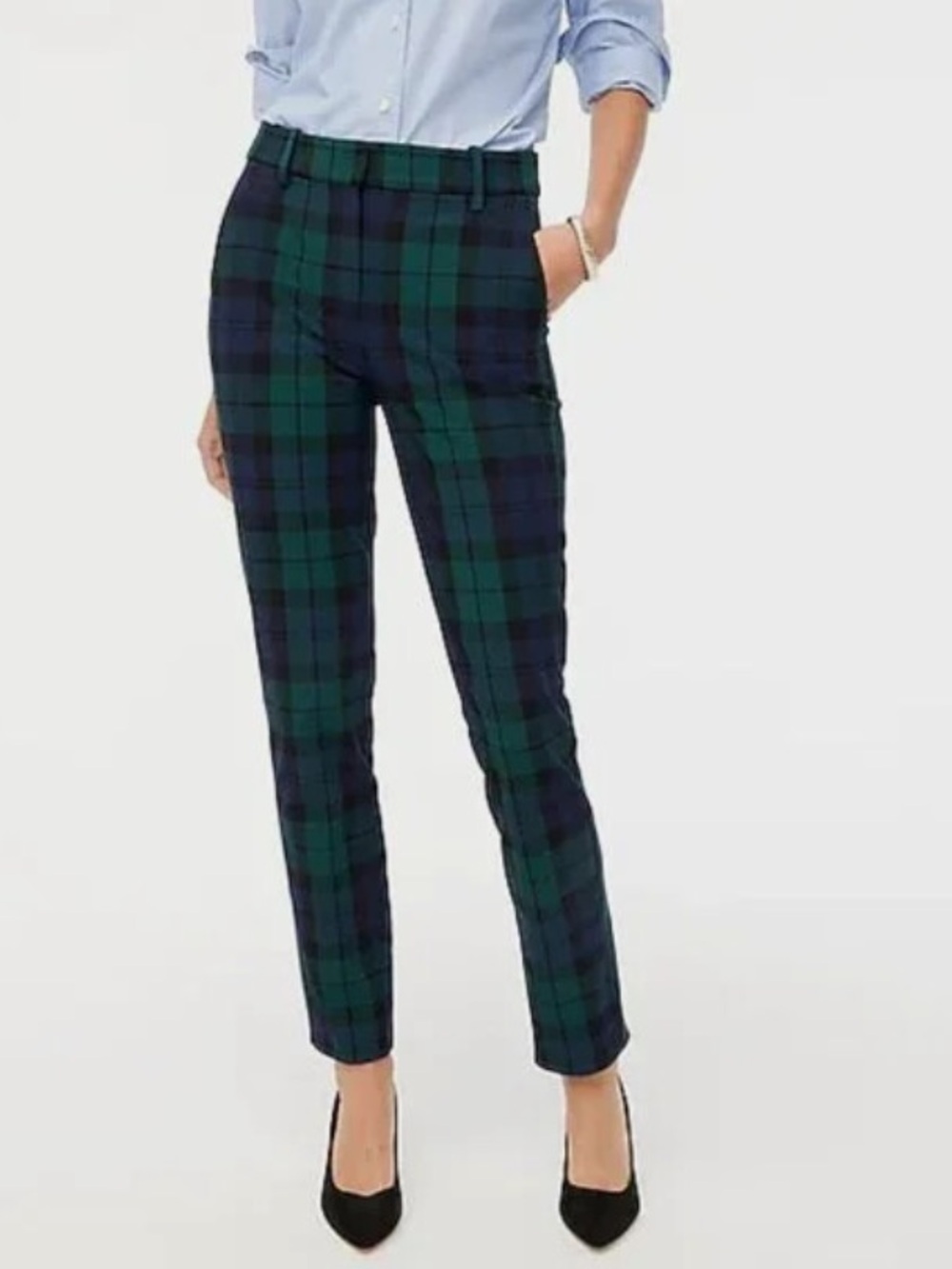 J. Crew “Ruby Pant” Straight-Leg Pants in Black Watch Plaid Size 2